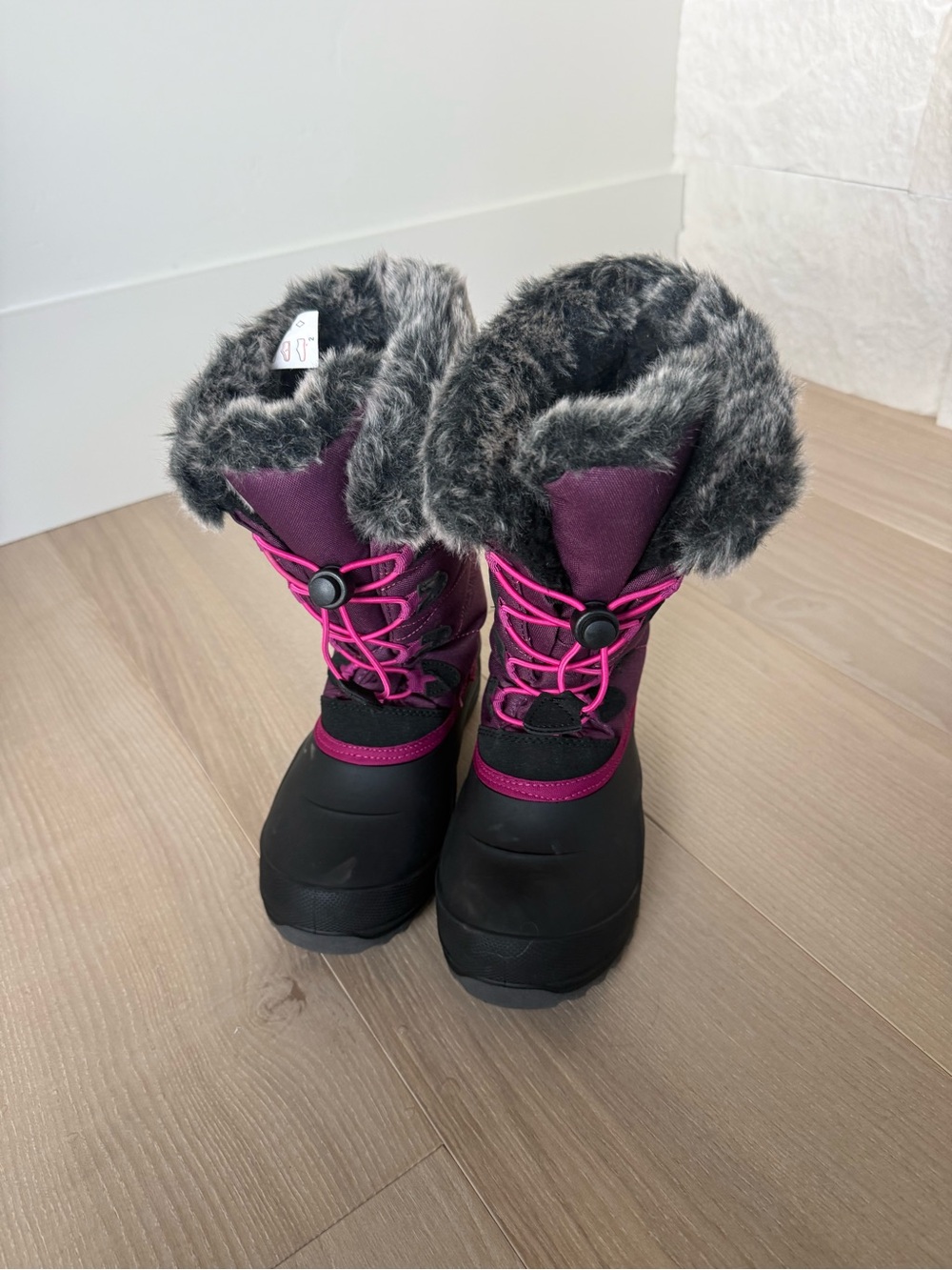 Kamik Kids Black and Purple Winter Boots with Pink Laces
